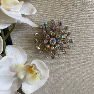 Vintage Iridescent Crystal Brooch